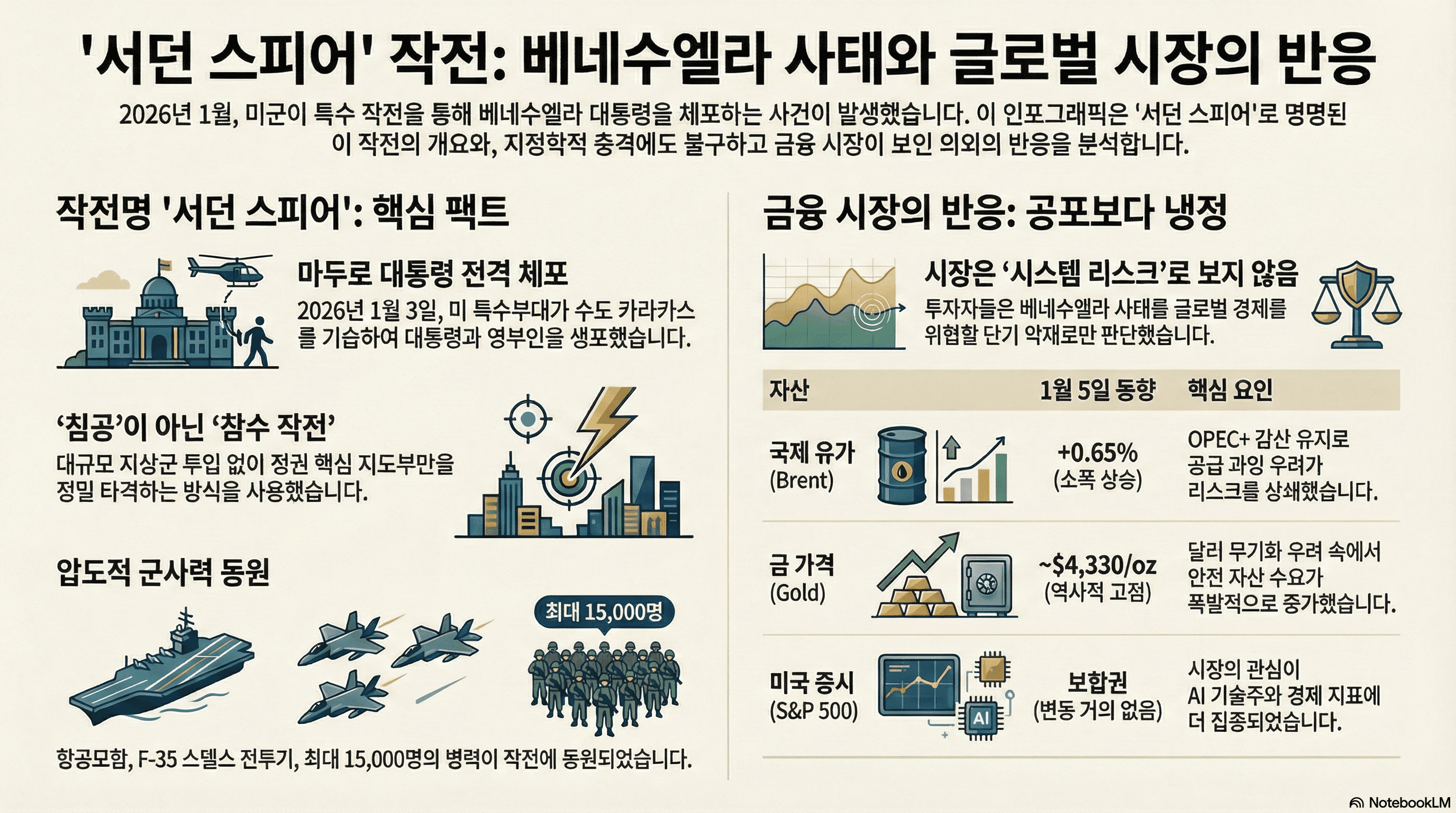 [특별 리포트] 2026-01-05 트럼프의 베네수엘라 '서던 스피어' 작전과 글로벌 증시·유가