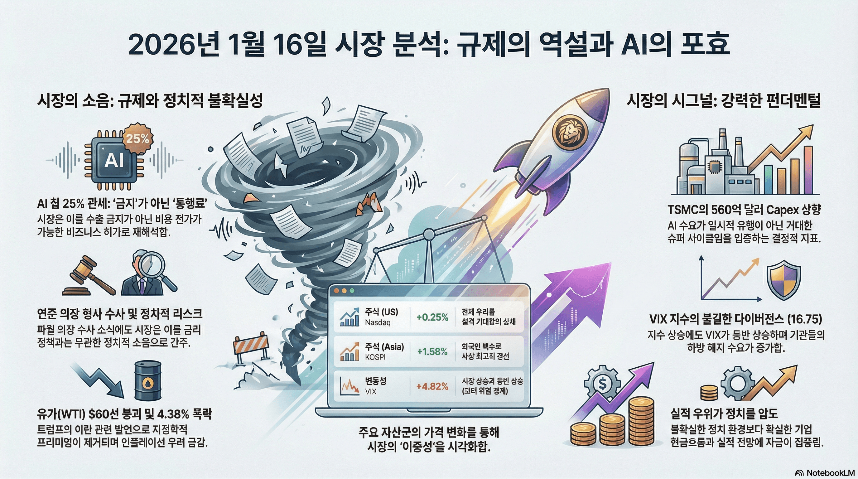 [일간 리포트] 규제의 역설: 엔비디아 25% 관세가 호재인 이유 & TSMC 실적 분석 (2026.01.16)