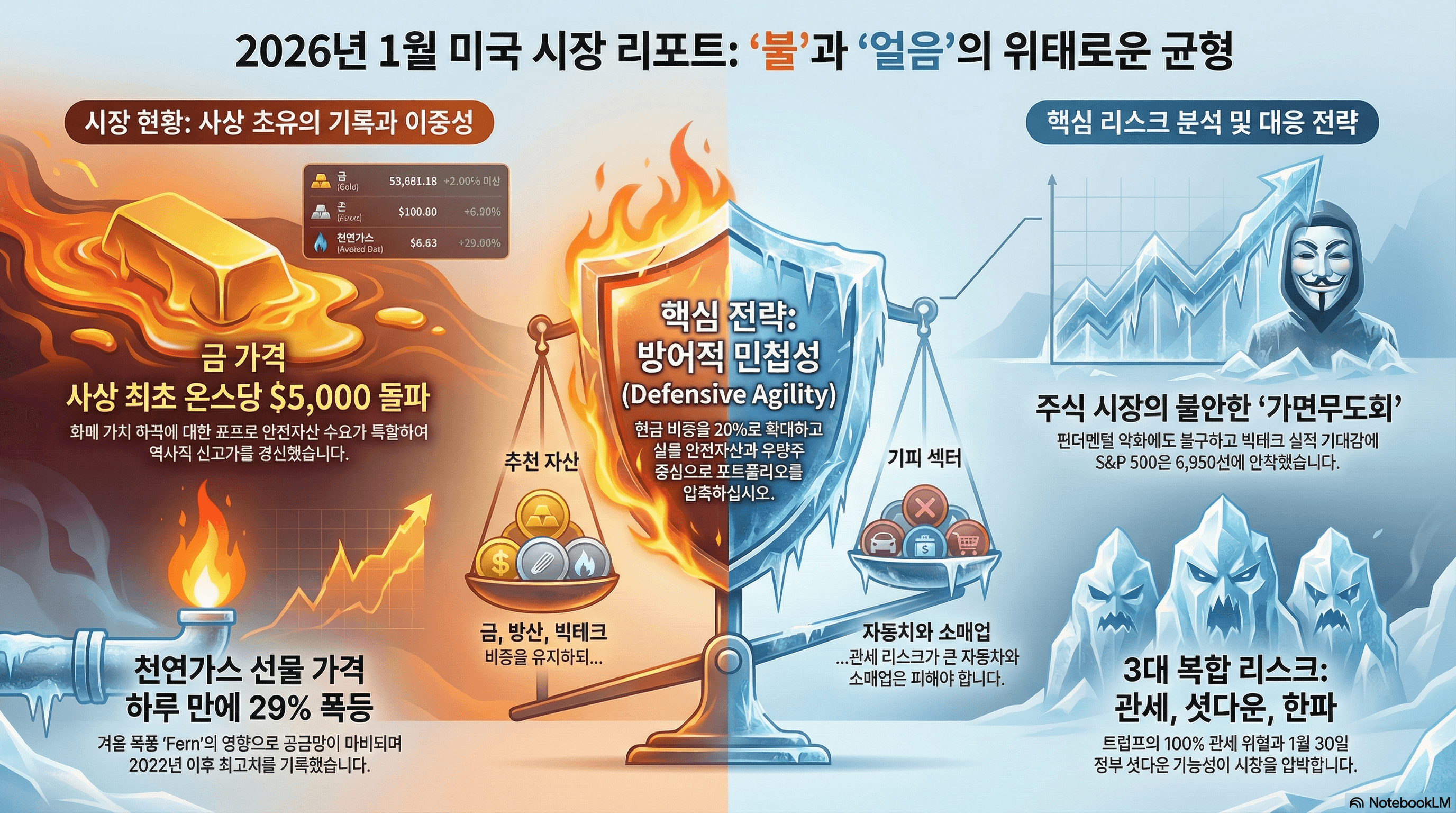 [일간 리포트]금 $5,000 돌파와 트럼프 관세 충격, 셧다운 위기(2026.01.27)