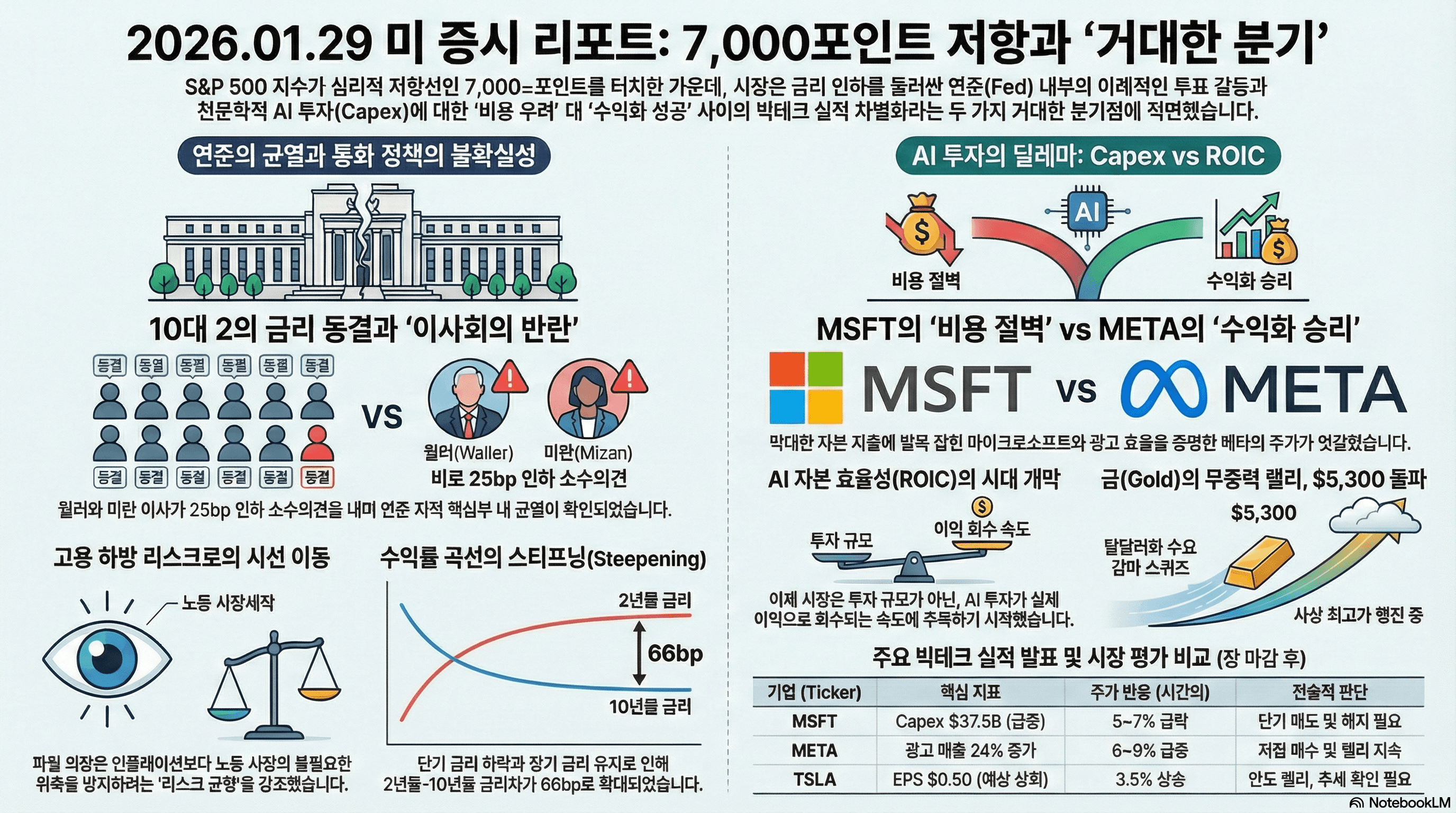 [일간 리포트] 연준의 균열(10:2)과 AI Capex의 딜레마 (MSFT vs META)(2026.01.29)