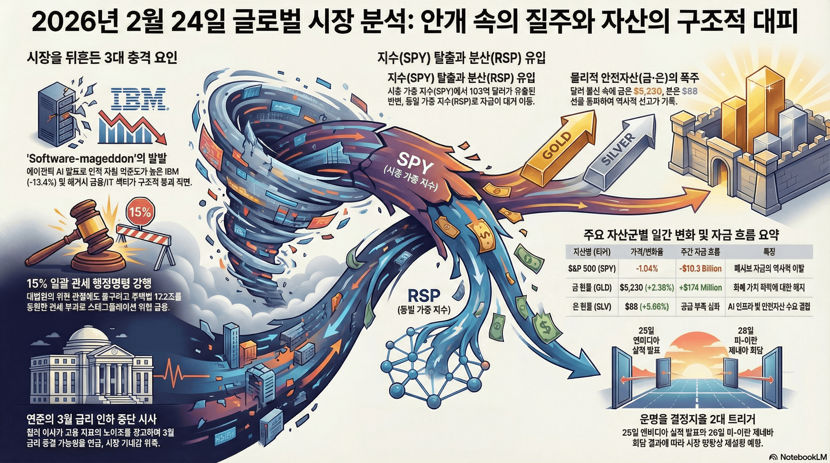 2026 글로벌 증시 폭락: 에이전틱 AI 공포와 트럼프 관세가 만든 소프트웨어마게돈(2026.02.24)
